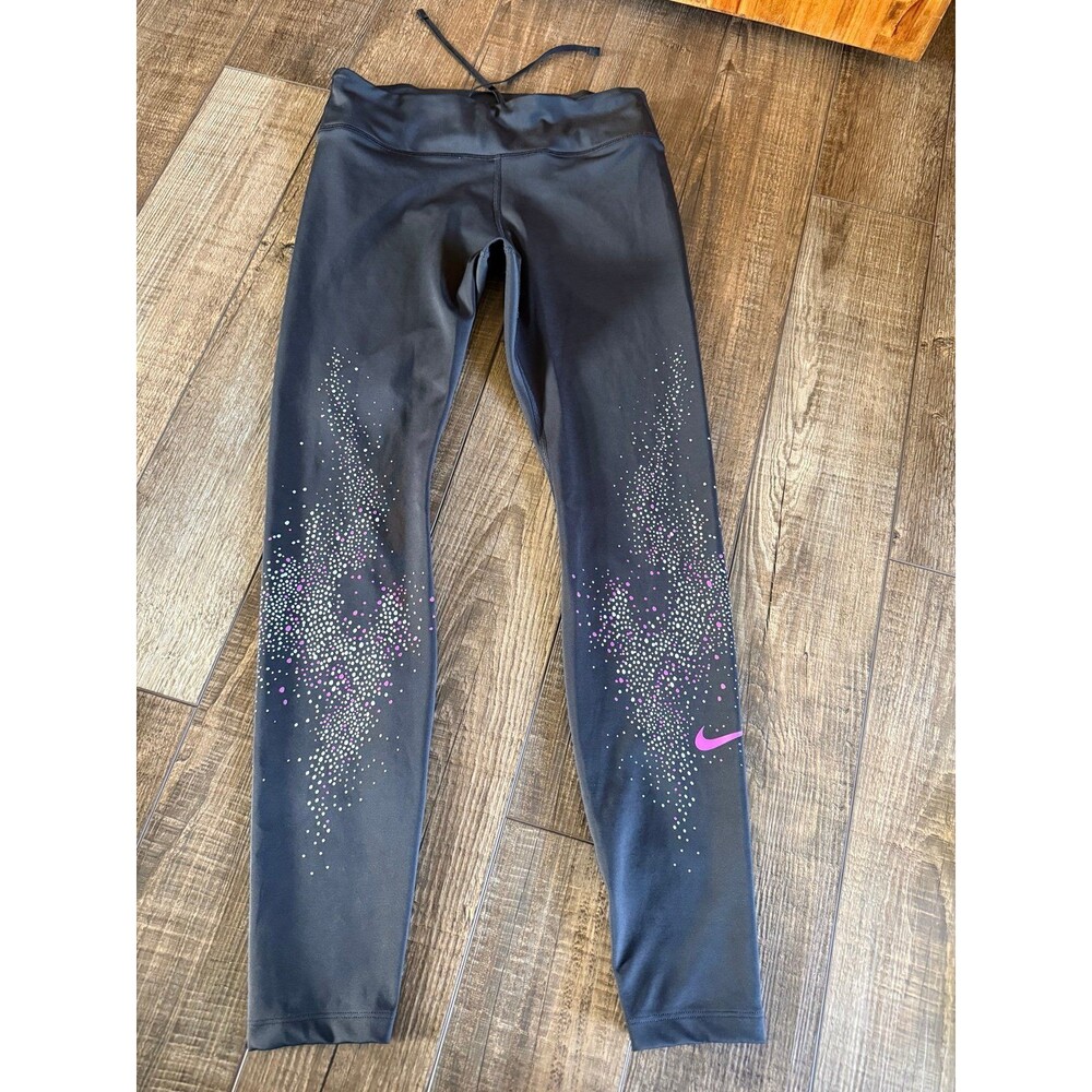 Nike Fast Flash Reflective Running Tights Sz. M Black/Vivid Purple